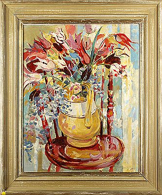 "Tulips on the Red Chair"