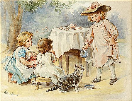Children's tea party by Agnes Rose Nicholl - Auction record, sale price, and art valuation. Compare with similar artists and explore comparable artworks.