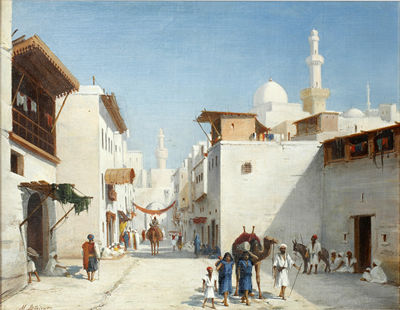 North African Street scene with figures and camels by Marcel Blairat - Auction record, sale price, and art valuation. Compare with similar artists and explore comparable artworks.