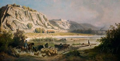 Sample artwork by Ferdinand Joseph Bernard Marinus (1808 - 1890), known for family genre paintings, romantic landscapes, seascapes, portraits, and old city views in a neo-classical and romantic style. - View similar artists and auction records