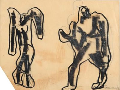 Deux personnages by Giandante X - Auction record, sale price, and art valuation. Compare with similar artists and explore comparable artworks.