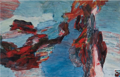 Sample artwork by Knut Rumohr (1916 - 2002), known for abstract paintings based on impressions of nature, using tempera with emulsifying binders. - View similar artists and auction records