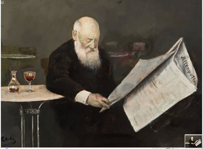 Portrait of Christian Krohg: Selvportrett med Aftenposten
