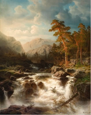 Foss med kvernhus og figurer