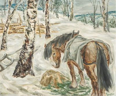 Hvilende hest i Hakadal by Harald Kihle - Auction record, sale price, and art valuation. Compare with similar artists and explore comparable artworks.