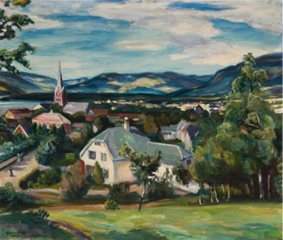 Sample artwork by Kristen Holbo (1869 - 1953), known for mountain and snowscene landscape painting, illustration - View similar artists and auction records