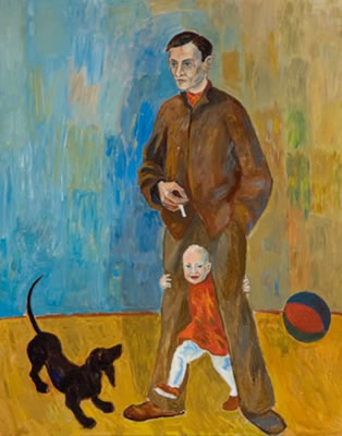 Portrait of Reidar Aulie: Selvportrett med datteren Nina Katarina