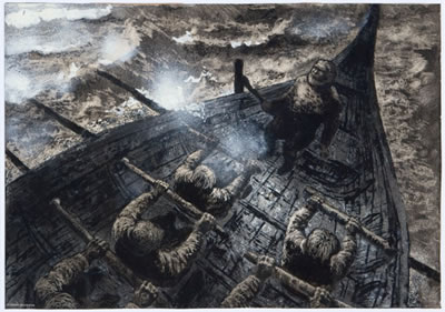 Femboring ros i storm, Tusj by Kaare Espolin Johnson - Auction record, sale price, and art valuation. Compare with similar artists and explore comparable artworks.