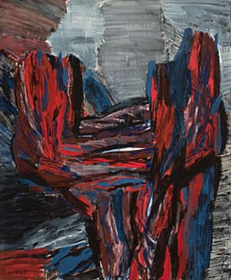 Rød og blå komposisjon, 1962 by Knut Rumohr - Auction record, sale price, and art valuation. Compare with similar artists and explore comparable artworks.