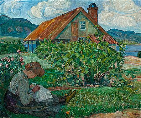 Sample artwork by Oluf Wold-Torne (1867 - 1919), known for modernist landscape and still life painting, illustration, currency design - View similar artists and auction records