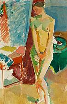 Sample artwork by Karl Oskar Isakson (1878 - 1922), known for modernist figure, religion genre, floral still-life and landscape painting, drawing - View similar artists and auction records