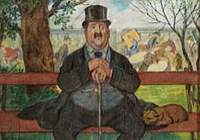 Seated gentleman with a dog