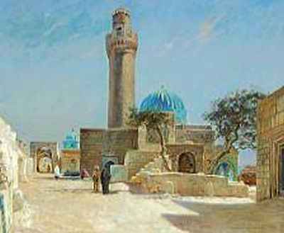 View from Kaukasus with a minaret in Shichowa