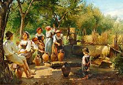 Young Italian girls at the well