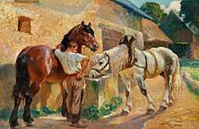 A Peasant with His Horses in Front of a Farm by Raymond Le Court - Auction record, sale price, and art valuation. Compare with similar artists and explore comparable artworks.