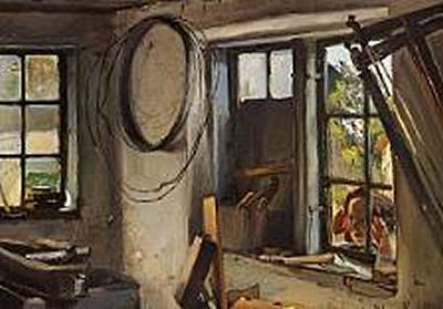 A Little Girl Peeking Curiously Through the Window Into the Workshop