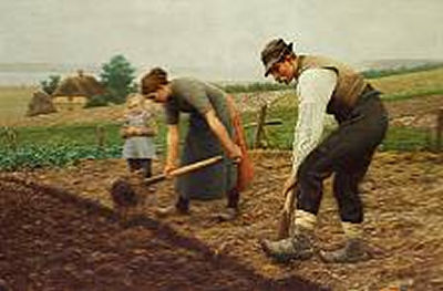 Farmers working in the field, a boy is holding a carrot by Poul Steffensen - Auction record, sale price, and art valuation. Compare with similar artists and explore comparable artworks.