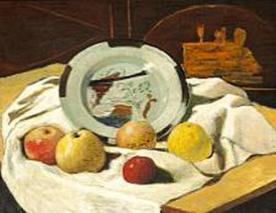 "Nature morte. Tallerken med æbler"