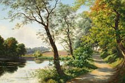 A view of Mosegangen at Ørholm, Denmark by August Carl Vilhelm Thomsen - Auction record, sale price, and art valuation. Compare with similar artists and explore comparable artworks.