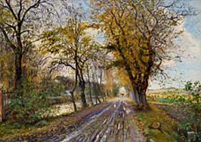 Autumn scene. "Alléen ved Vognserup. Efterårsstudie".