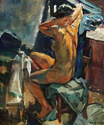 Seated model seen from the back, c. 1918. by Knud Ove Hilkier - Auction record, sale price, and art valuation. Compare with similar artists and explore comparable artworks.