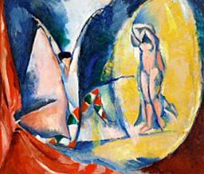 Harlequin and standing model, c. 1920.