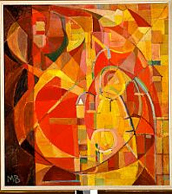 Sample artwork by Mogens Balle (1921 - 1988), known for abstract, surreal painting with words - View similar artists and auction records