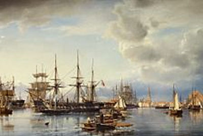 The Port of Copenhagen with warships
