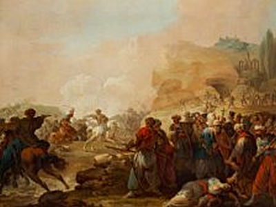 Battle scene with Greeks and Turks fighting
