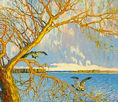 "Paa Søen (Høg)". On the lake (Hawk)