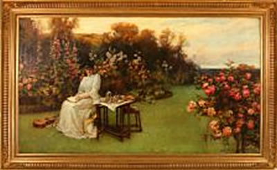Young lady in a flower garden