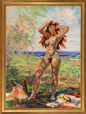 Naked woman on a beach