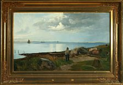 Costal scenery with fisherman and sailing ships by Albert Rudinger - Auction record, sale price, and art valuation. Compare with similar artists and explore comparable artworks.