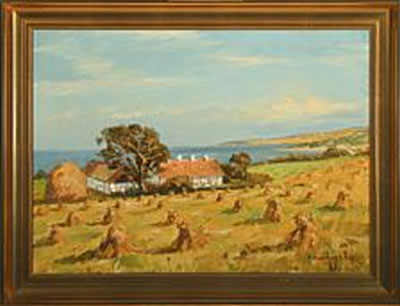 Harvest with farm a view over inlet