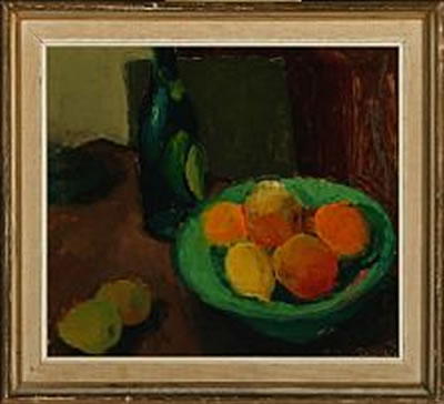 Still life with wine and fruits