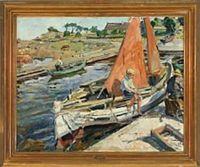 "Fiskerbaad. Bølshavn. Bornholm". Fishing boat, Bornholm