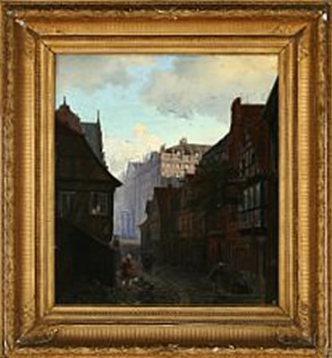Historic street view from Copenhagen by Hans Christian Clausen Ley - Auction record, sale price, and art valuation. Compare with similar artists and explore comparable artworks.
