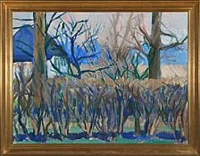 Landscape with trees and house