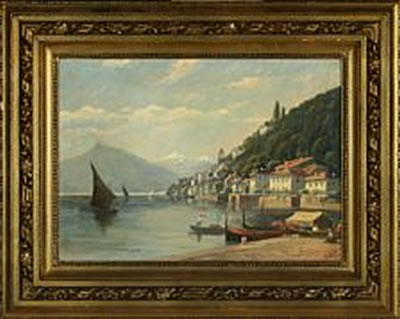 Southern landscape with houses and boats on the lake, Lugano by Hans Lund - Auction record, sale price, and art valuation. Compare with similar artists and explore comparable artworks.