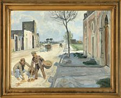 Boys collecting manure on the street to Pompei by Peter Marius Hansen - Auction record, sale price, and art valuation. Compare with similar artists and explore comparable artworks.