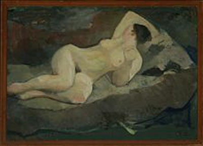 Naked woman on a sofa