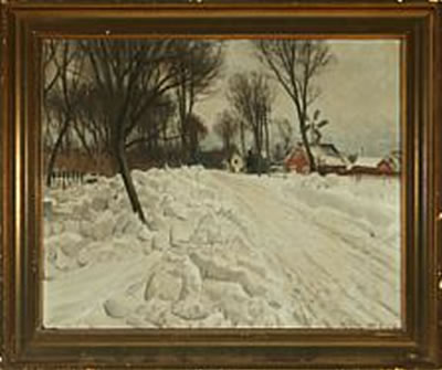 Winter landscape with houses