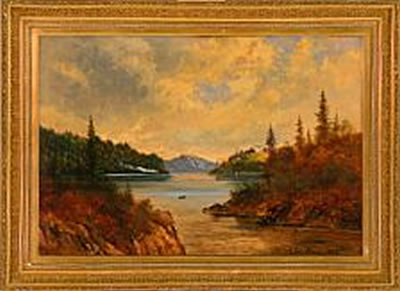 Fiord scene on a cloudy autumn day