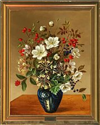 Flowers in a blue vase