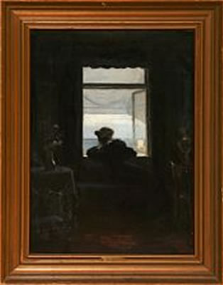 Interior with a woman who looks out the window