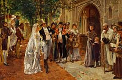 A young couple on the way to their wedding