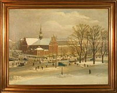 Winter day at Holmens Cathedral, Denmark by Axel Hou - Auction record, sale price, and art valuation. Compare with similar artists and explore comparable artworks.