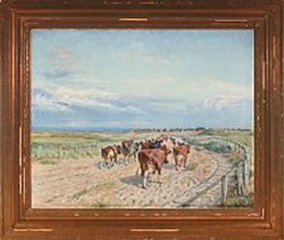 Scenery from Fanoe with cows on their way to milking