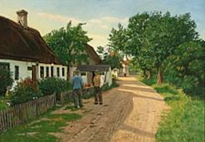 Village scene from Mårup on Samsø Island, Denmark by Valdemar Mau - Auction record, sale price, and art valuation. Compare with similar artists and explore comparable artworks.
