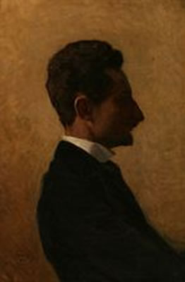 Profile portrait of the Danish author, Helge Rode (1870-1937)